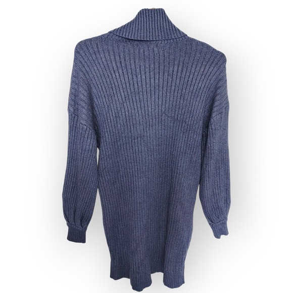 Anrabess Womens Sweater Sz M Blue Ribbed Knit Turtleneck Long Sleeve Preppy Boho - Picture 1 of 11
